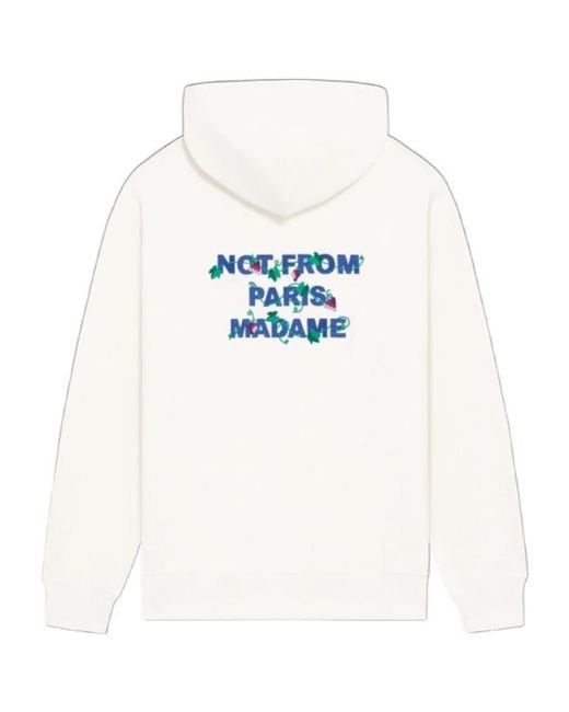 Drole de Monsieur White Vine Embroidered Slogan Hoodie for men