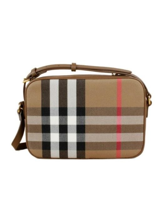 Burberry Multicolor Checked Large Camera Crossbody Bag