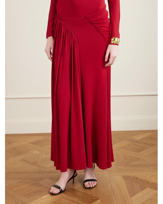 Rabanne Red Rabanne Draped Jersey Midi Skirt