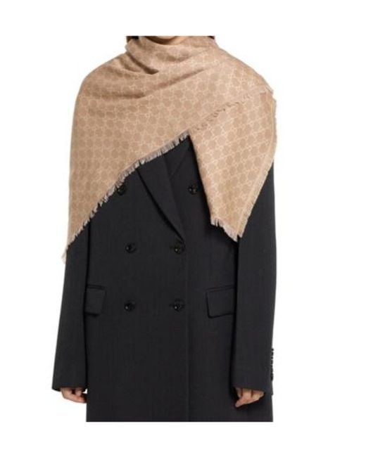 Gucci Natural Gg Printed Shawl