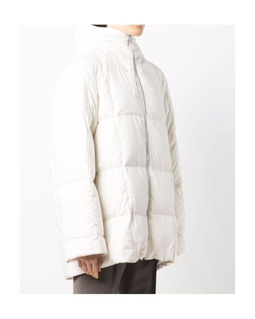 Jil Sander White Padded Zipped Coat