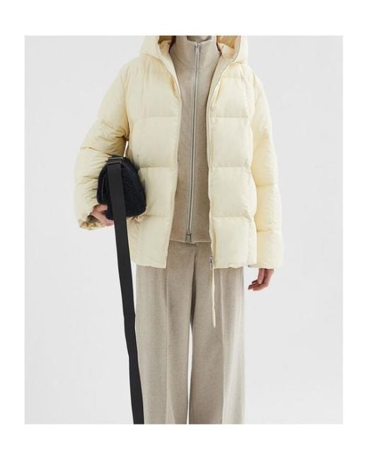 Jil Sander Natural Zip-Up Hooded Down Coat