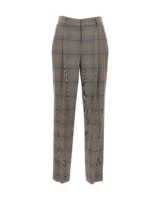 Brunello Cucinelli Gray Checked Tailored Trousers