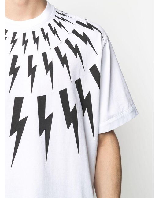 Neil Barrett White Lightning Printed T-Shirt for men