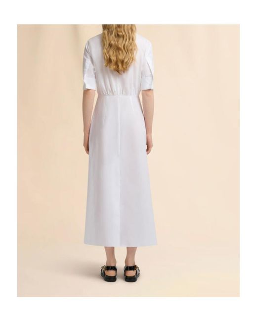 Marni White Gathered Poplin Shirt Dress