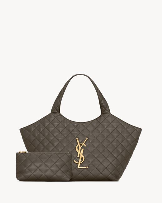 Saint Laurent Brown Icare Quilted Medium Tote Bag