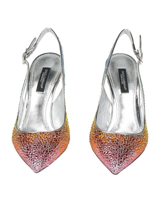 Dolce & Gabbana Metallic Colored Leather Mid-Heel Shoes