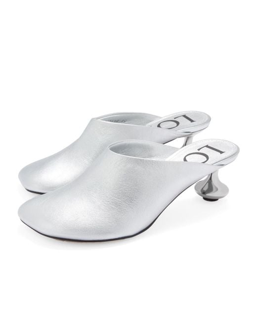 Loewe White Toy Metallic Mule Pumps