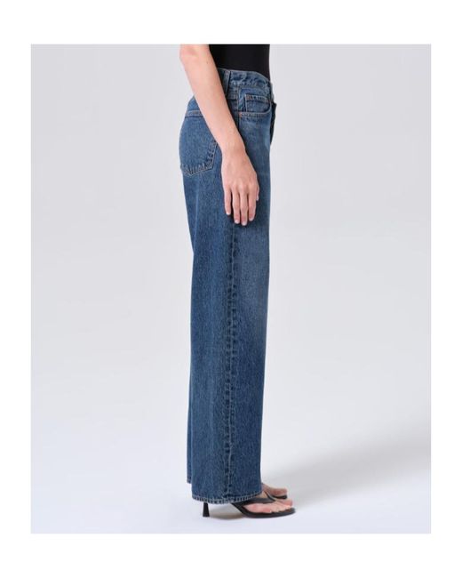 Agolde Blue High-Rise Wide-Leg Jeans
