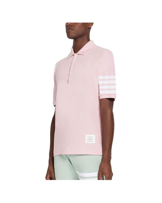 Thom Browne Pink Hector 4-Bar Short-Sleeve Polo Shirt for men