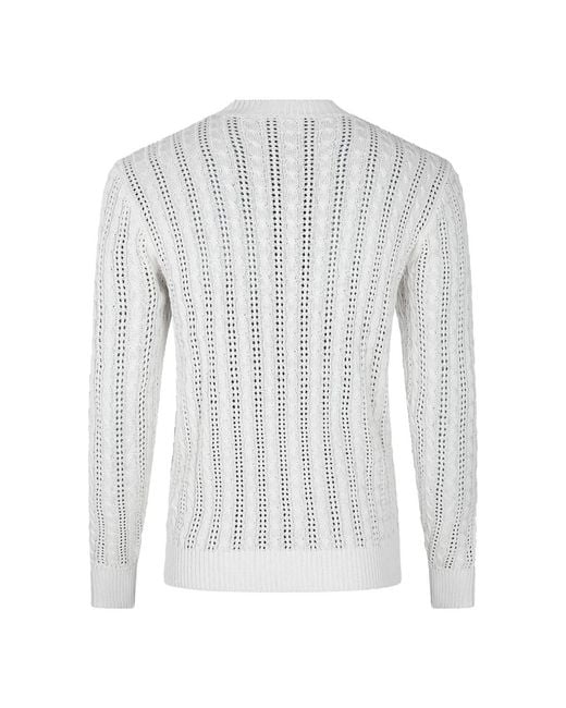 Eleventy White Open-Knit Sweater for men