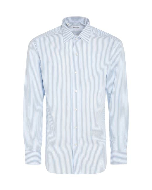 Salvatore Piccolo Blue Striped Long-Sleeved Shirt for men