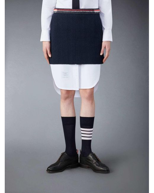 Thom Browne Blue 4 Bar-Tab Striaght Hem Tweed Skirt