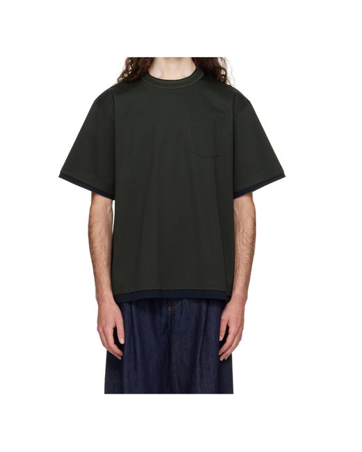 Sacai Black Crew Neck T-Shirt for men