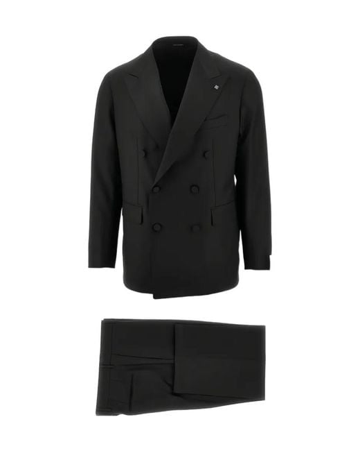 Tagliatore Black Wool Double-Breasted Suit for men
