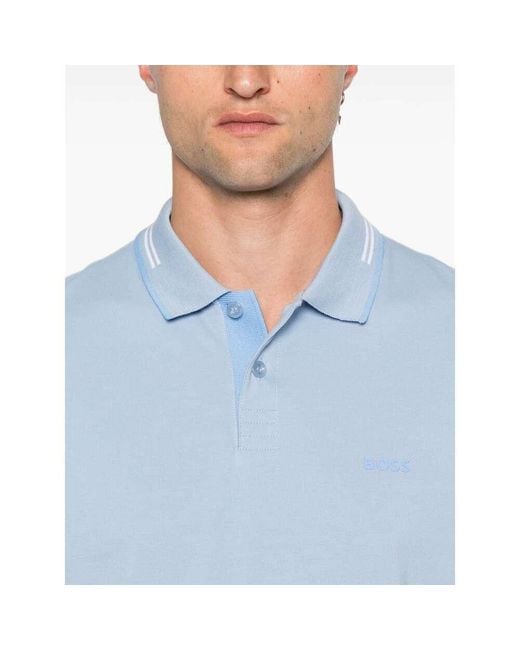 Boss Blue Logo-Print Polo Shirt for men