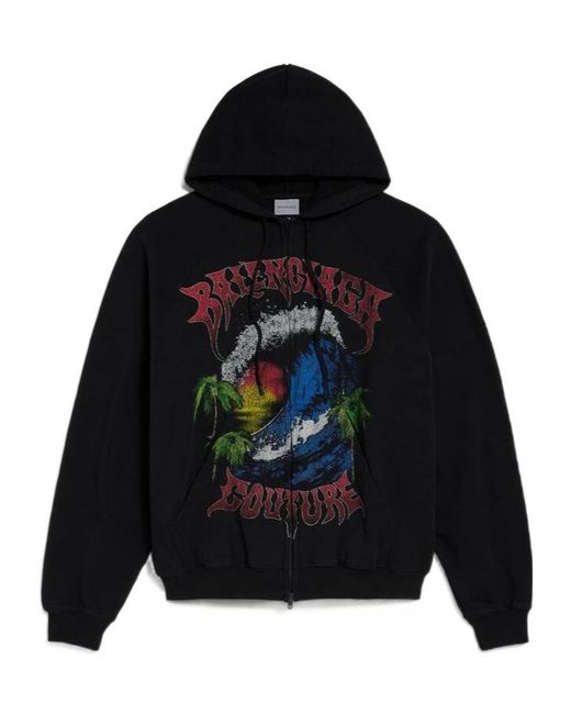 Balenciaga Blue Vintage Surfer Zip-Up Hoodie for men