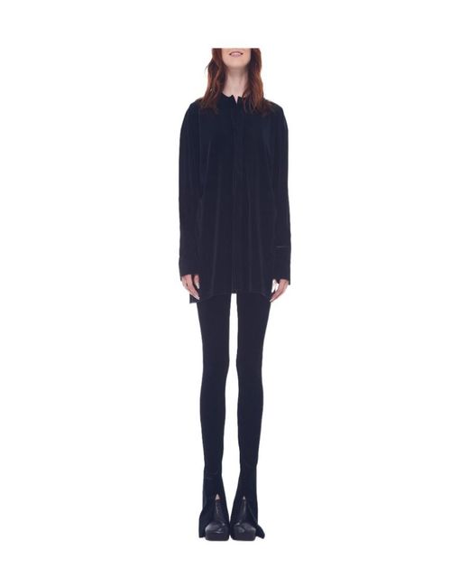 Norma Kamali Blue Slit-Detail Flared Leggings
