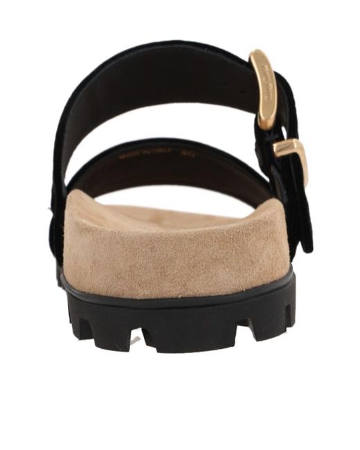 Miu Miu Black Suede Buckle Sandals