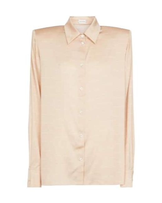 Magda Butrym Natural Logo-Print Stretch-Silk Shirt