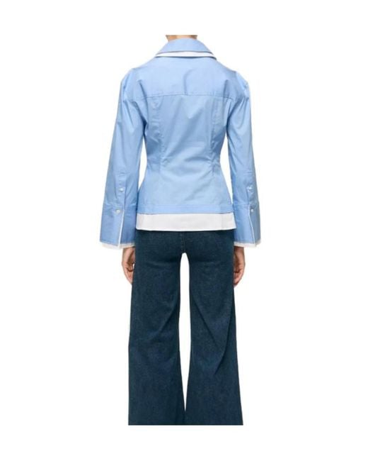 Veronica Beard Blue Bonnie Collared Shirt