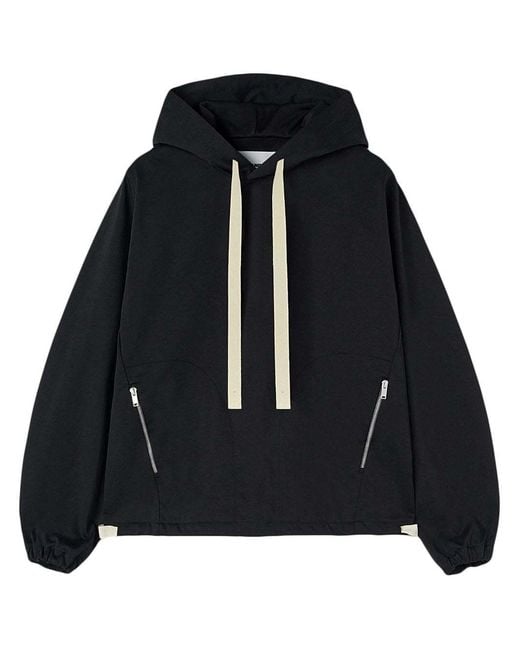 Jil Sander Black Hooded Sweatshirt for men