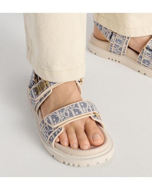 Dior White Christian Act Logo Plaque Double-Strap Sandals