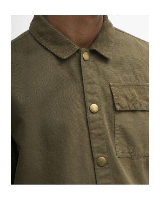 Barbour Green Corduroy-Collar D-Ring Shirt for men