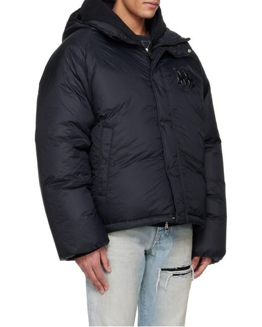 Amiri Blue Logo Patch Hooded Down Jacket for men