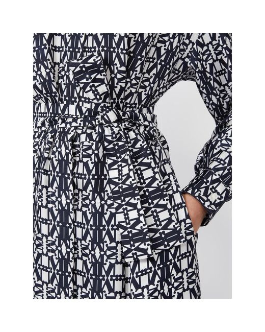 Max Mara Gray Esploso Patterned Long-Sleeve Shirt Dress