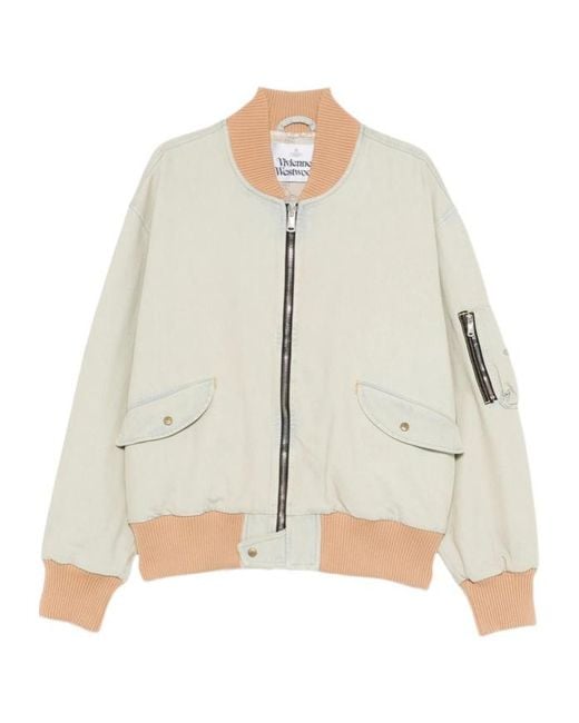 Vivienne Westwood White Bernardo Zipped Bomber Jacket for men
