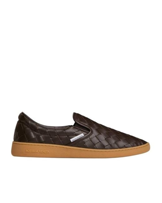 Bottega Veneta Brown Intrecciato Leather Sawyer Sneakers for men
