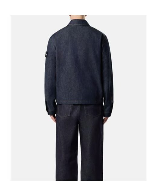 Stone Island Blue Logo Patch Denim Shirt Jacket for men
