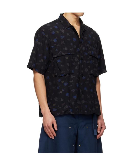 Sacai Blue Floral Print Shirt for men