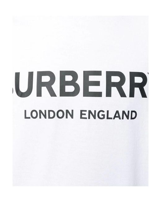 Burberry White Logo Print Crewneck T-Shirt for men