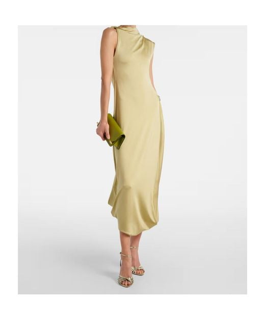 Victoria Beckham Green Embellished Satin Midi Dress
