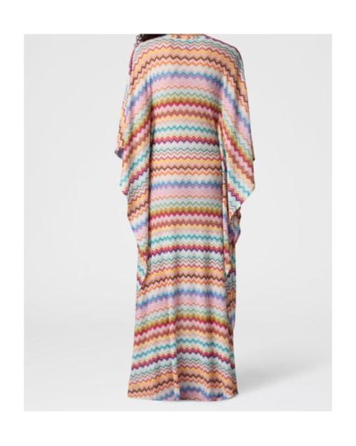 Missoni Red Micro Pixel-Effect Zigzag Pattern Long Caftan