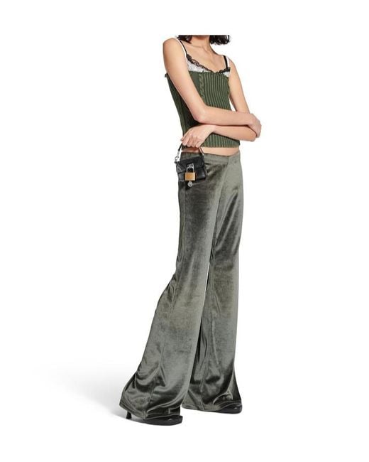 Balenciaga Gray Velvet Flared-Leg Pants