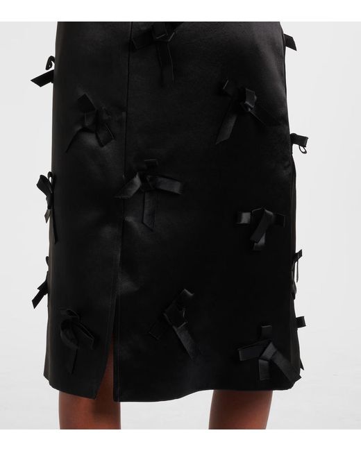 Jil Sander Black Bow-Detail Satin Midi Skirt