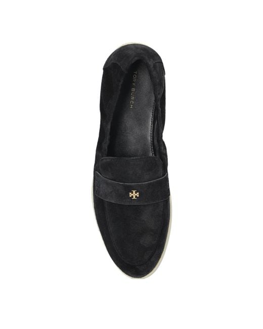 Tory Burch Black Suede Slip-On Loafers