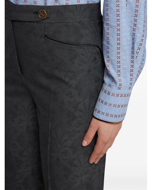 Etro Blue Straight Leg Twill Trousers