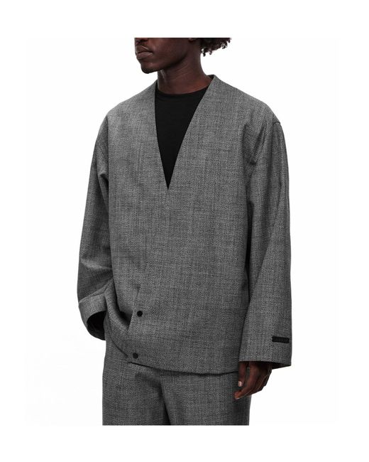 Fear Of God Gray Short Collarless Jacket for men
