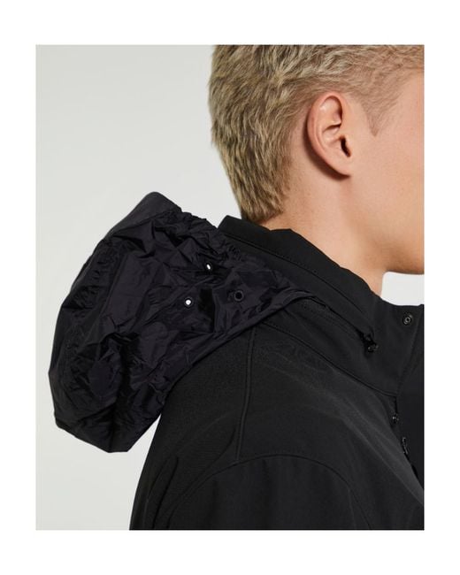 Stone Island Black Logo Patch Hooded Jacket for men