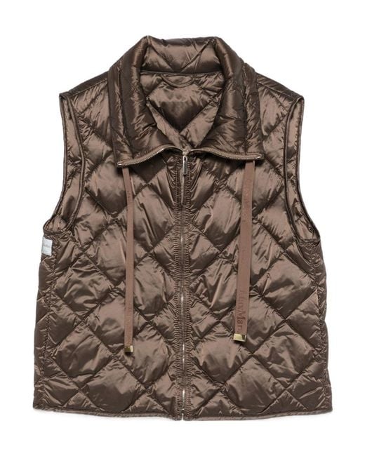 Max Mara Brown Quilted Down Vest