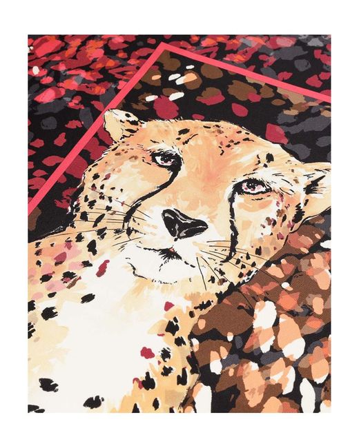 Ferragamo Red Printed Silk Scarf