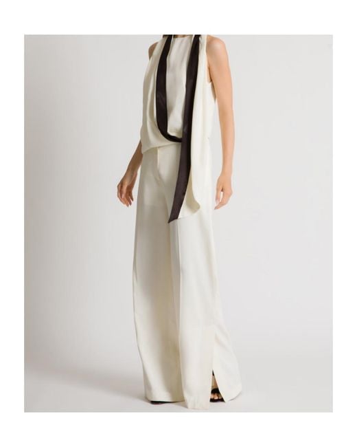 Alberta Ferretti White Draped Scarf Detail Top