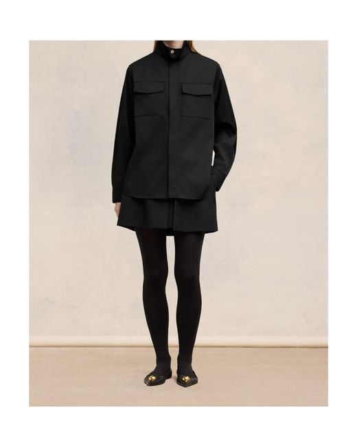 AMI Black High Collar Shirt for men