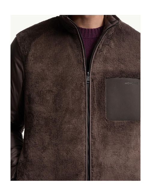 Moncler Brown Livra Reversible Teddy Short Down Jacket for men