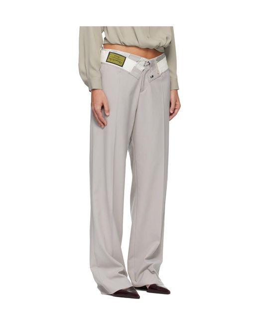 MM6 by Maison Margiela White Asymmetric-Waistband Trousers
