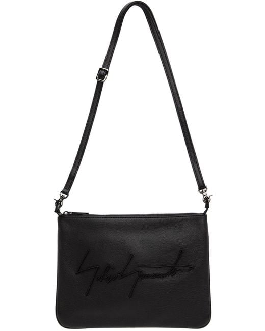 Yohji Yamamoto Black Discord Embroidered Shoulder Bag for men